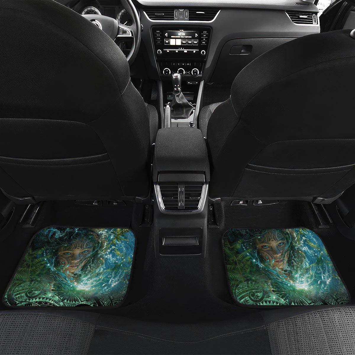 New Zealand Matariki Waiti Car Mats Waimori and The Origin Of Life LT9 Set 2pcs - Back Black - Polynesian Pride
