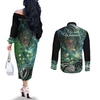 New Zealand Matariki Waiti Couples Matching Off The Shoulder Long Sleeve Dress and Long Sleeve Button Shirt Waimori and The Origin Of Life LT9 - Polynesian Pride
