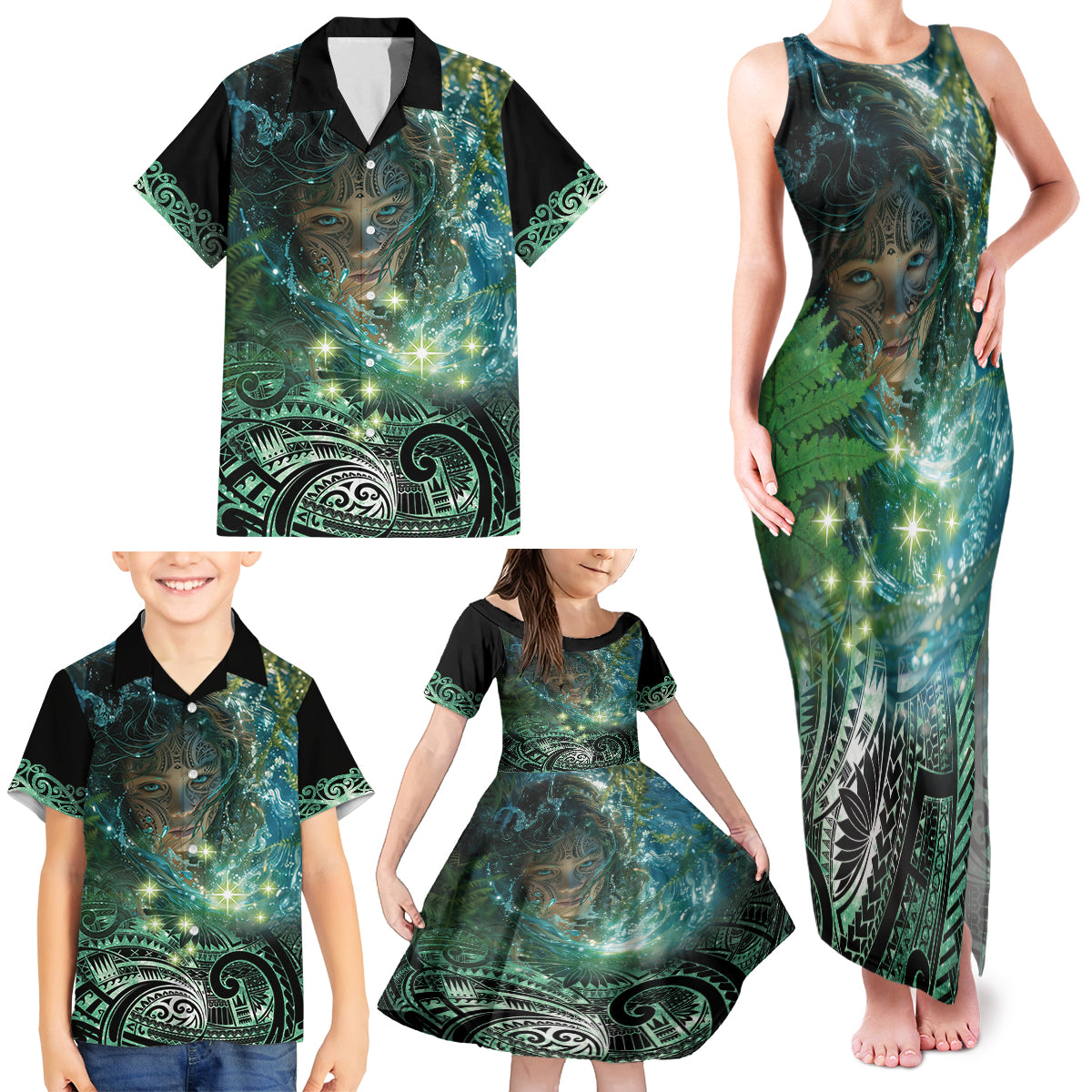 New Zealand Matariki Waiti Family Matching Tank Maxi Dress and Hawaiian Shirt Waimori and The Origin Of Life LT9 - Polynesian Pride