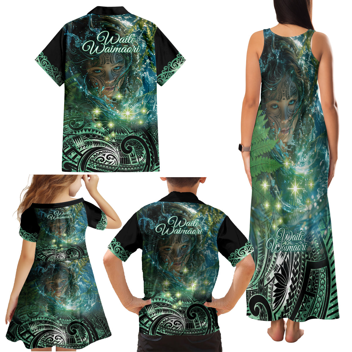 New Zealand Matariki Waiti Family Matching Tank Maxi Dress and Hawaiian Shirt Waimori and The Origin Of Life LT9 - Polynesian Pride