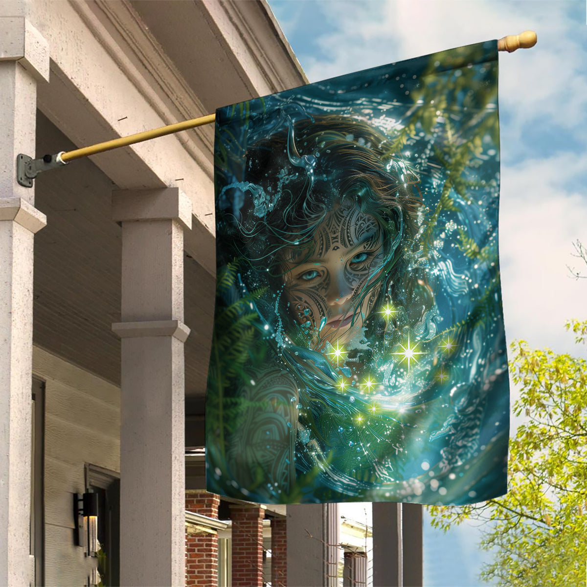 New Zealand Matariki Waiti Garden Flag Waimori and The Origin Of Life LT9 House Flag Black - Polynesian Pride