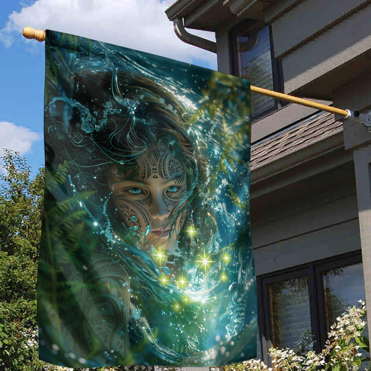 New Zealand Matariki Waiti Garden Flag Waimori and The Origin Of Life LT9 - Polynesian Pride