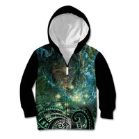 New Zealand Matariki Waiti Kid Hoodie Waimori and The Origin Of Life LT9 Zip Hoodie Black - Polynesian Pride