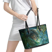 New Zealand Matariki Waiti Leather Tote Bag Waimori and The Origin Of Life LT9 - Polynesian Pride