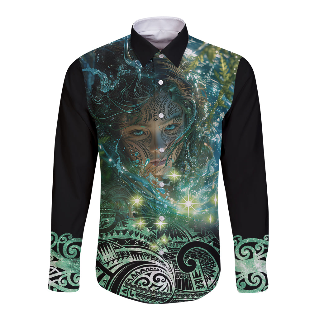 New Zealand Matariki Waiti Long Sleeve Button Shirt Waimori and The Origin Of Life LT9 Unisex Black - Polynesian Pride