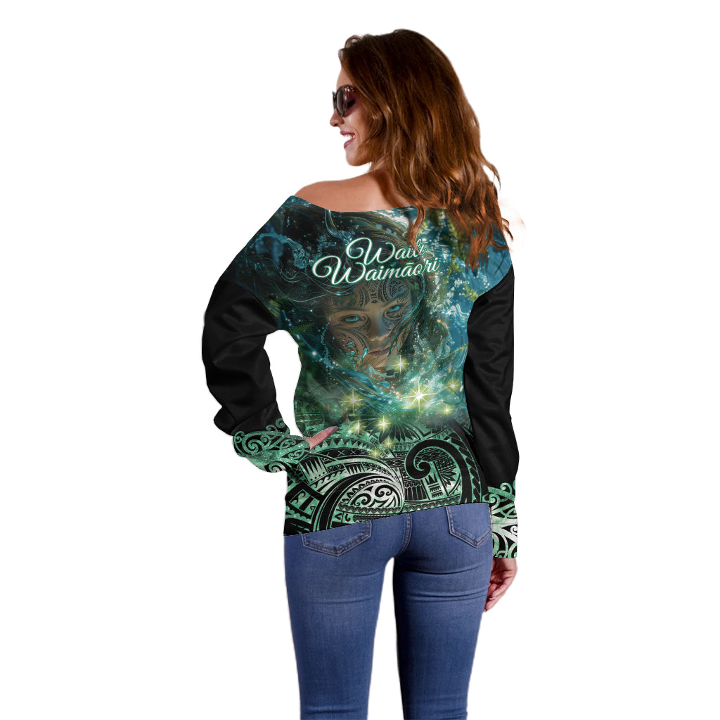New Zealand Matariki Waiti Off Shoulder Sweater Waimori and The Origin Of Life LT9 - Polynesian Pride