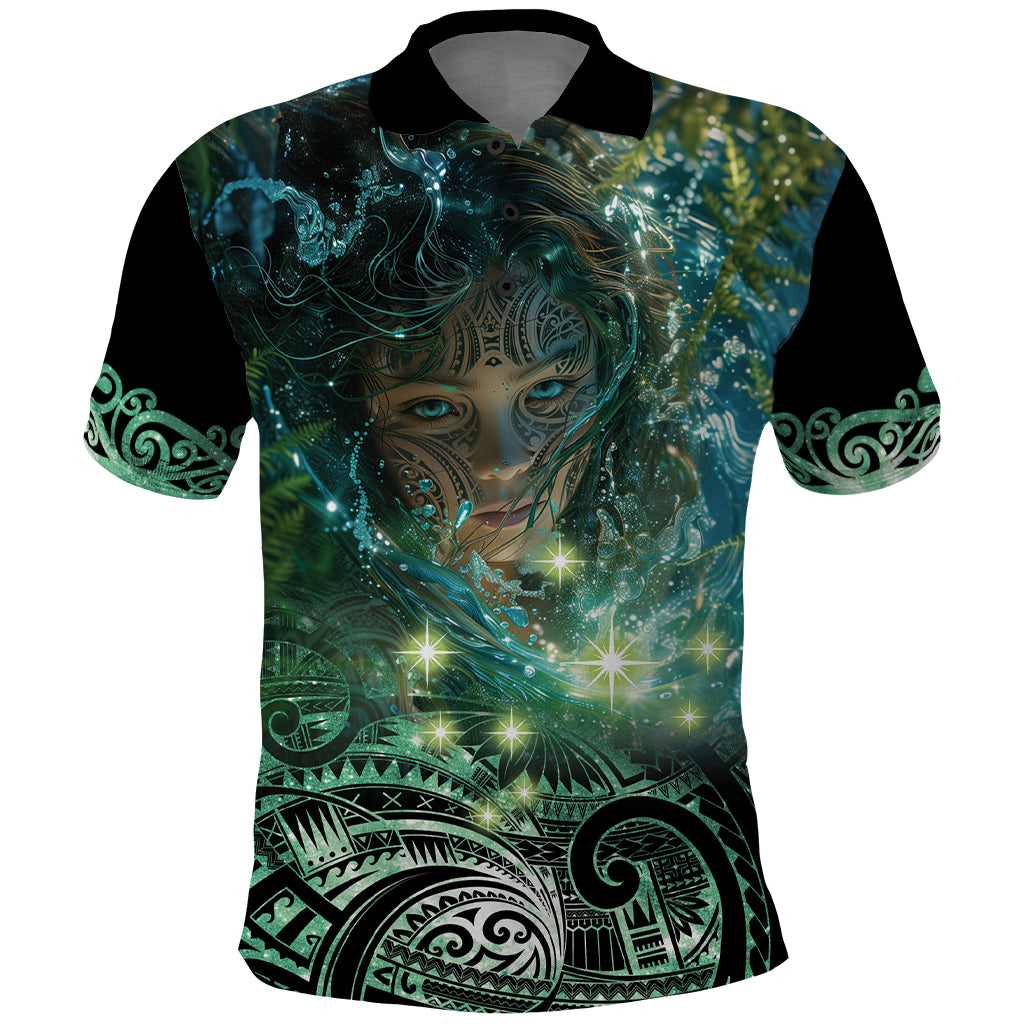 New Zealand Matariki Waiti Polo Shirt Waimori and The Origin Of Life LT9 Black - Polynesian Pride