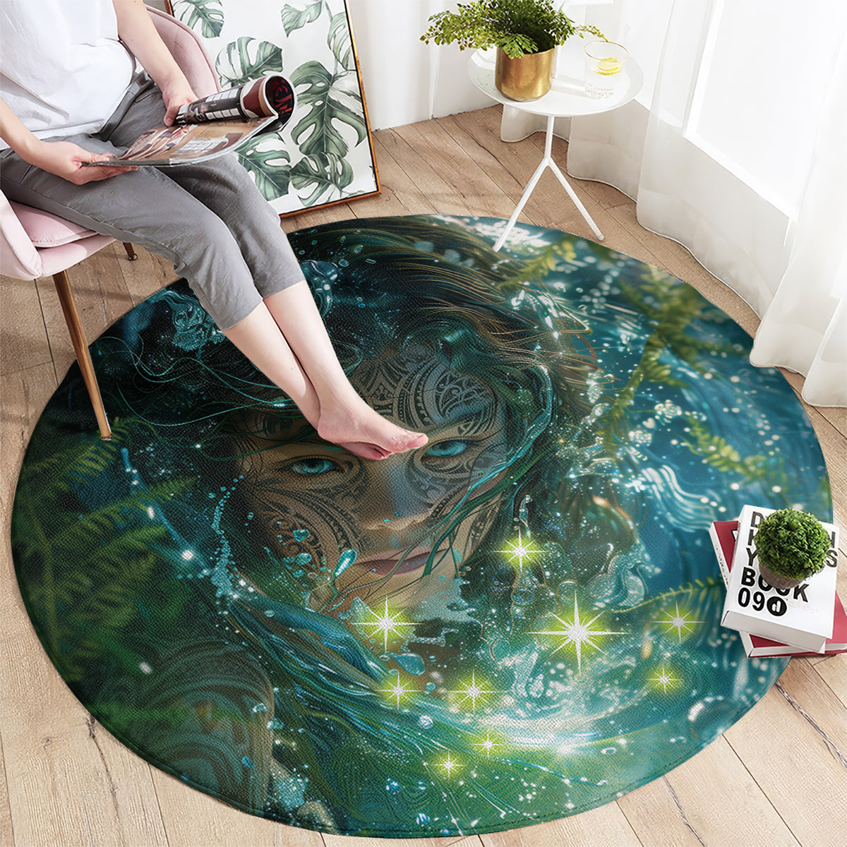 New Zealand Matariki Waiti Round Carpet Waimori and The Origin Of Life LT9 - Polynesian Pride