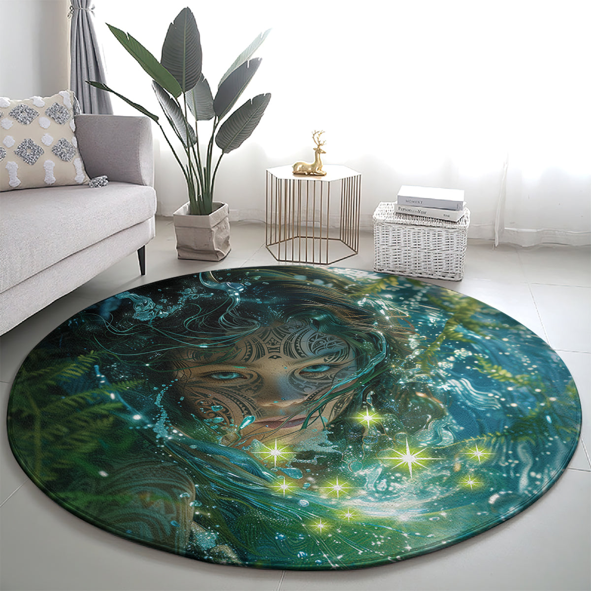 New Zealand Matariki Waiti Round Carpet Waimori and The Origin Of Life LT9 - Polynesian Pride