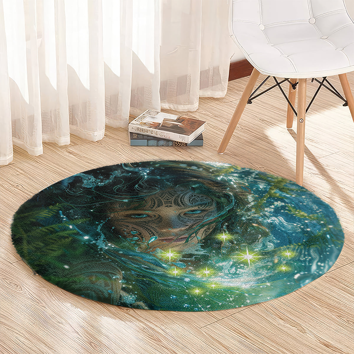 New Zealand Matariki Waiti Round Carpet Waimori and The Origin Of Life LT9 - Polynesian Pride