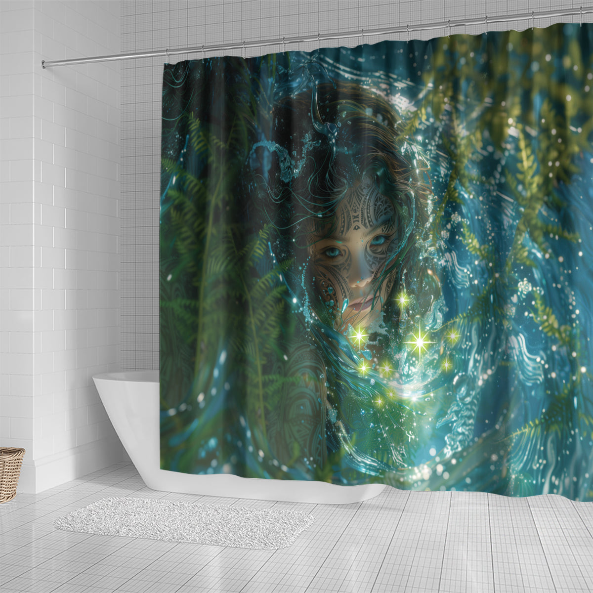 New Zealand Matariki Waiti Shower Curtain Waimori and The Origin Of Life LT9 - Polynesian Pride