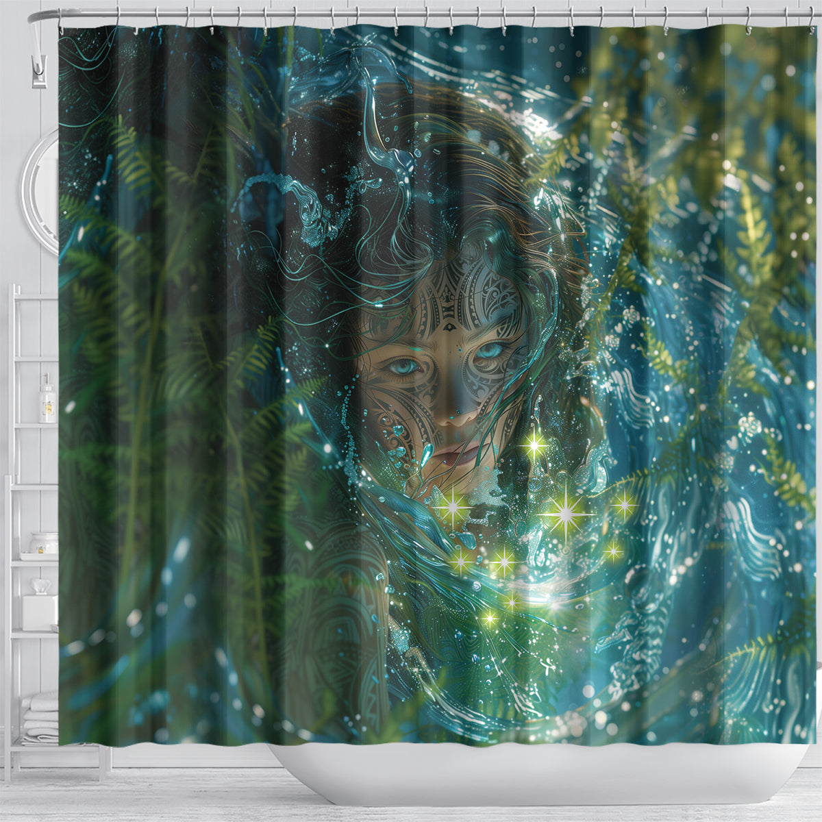 New Zealand Matariki Waiti Shower Curtain Waimori and The Origin Of Life LT9 - Polynesian Pride