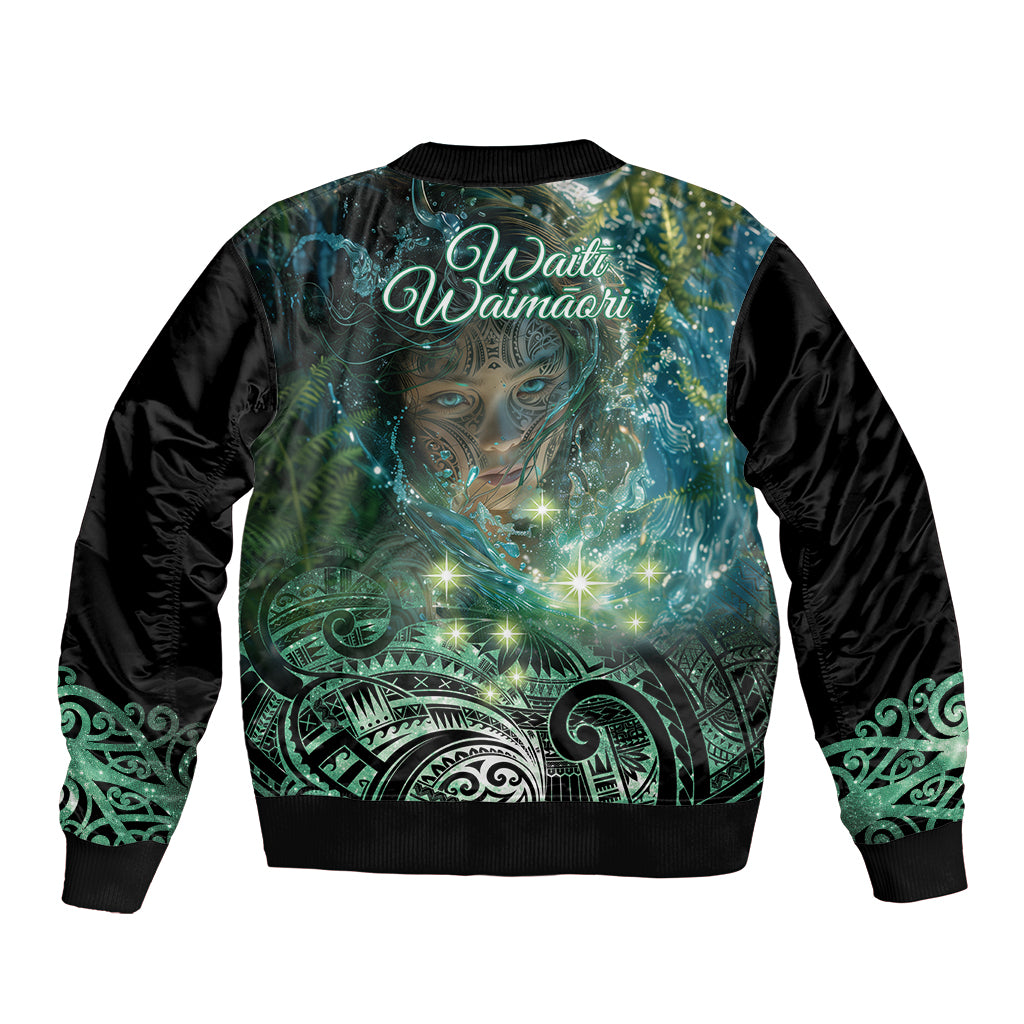 New Zealand Matariki Waiti Sleeve Zip Bomber Jacket Waimori and The Origin Of Life LT9 - Polynesian Pride