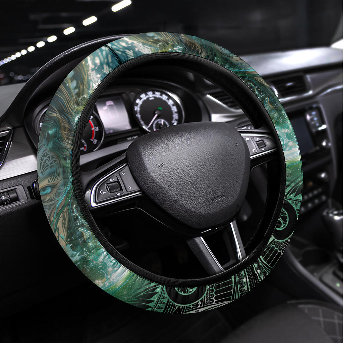 New Zealand Matariki Waiti Steering Wheel Cover Waimori and The Origin Of Life LT9 Universal Fit Black - Polynesian Pride