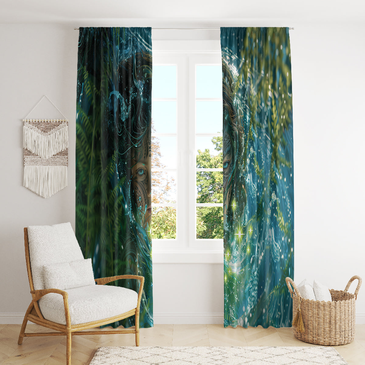 New Zealand Matariki Waiti Window Curtain Waimori and The Origin Of Life LT9 - Polynesian Pride