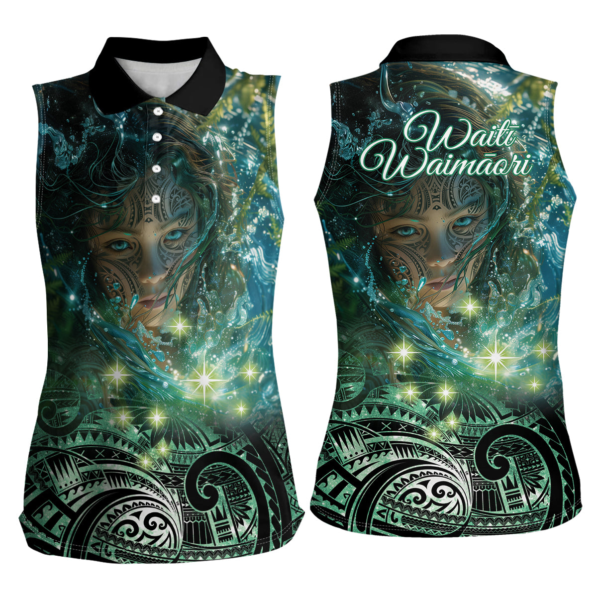 New Zealand Matariki Waiti Women Sleeveless Polo Shirt Waimori and The Origin Of Life LT9 - Polynesian Pride