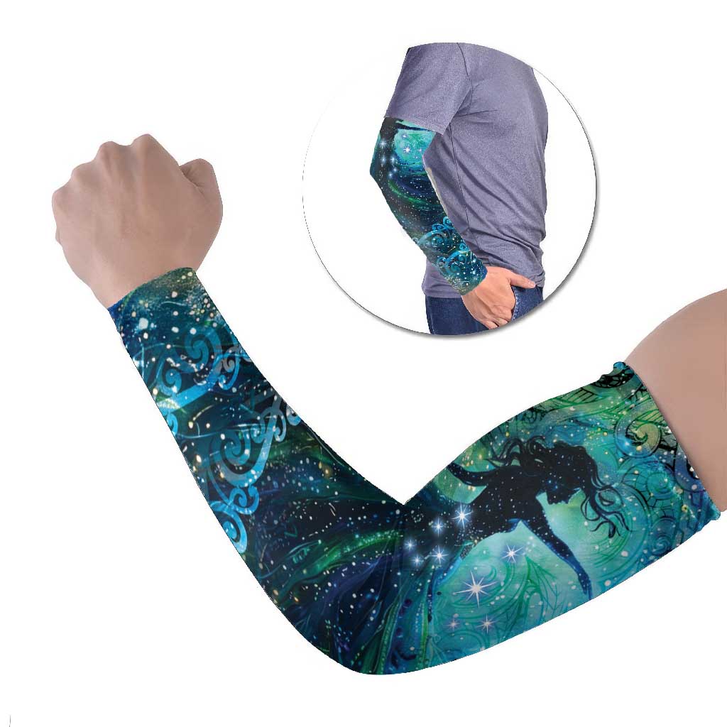 New Zealand Matariki Hiwa-i-te-rangi Arm Sleeves Titiro ki nga Whetu Wishing Star LT9 Set of 2 Black - Polynesian Pride