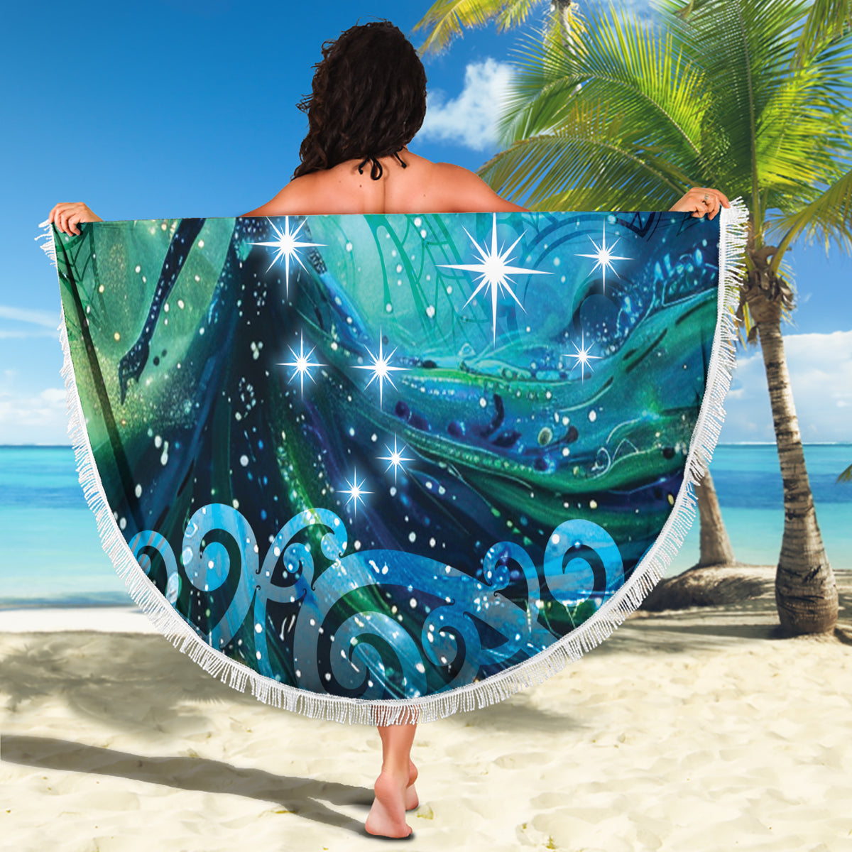 New Zealand Matariki Hiwa-i-te-rangi Beach Blanket Titiro ki nga Whetu Wishing Star LT9 - Polynesian Pride