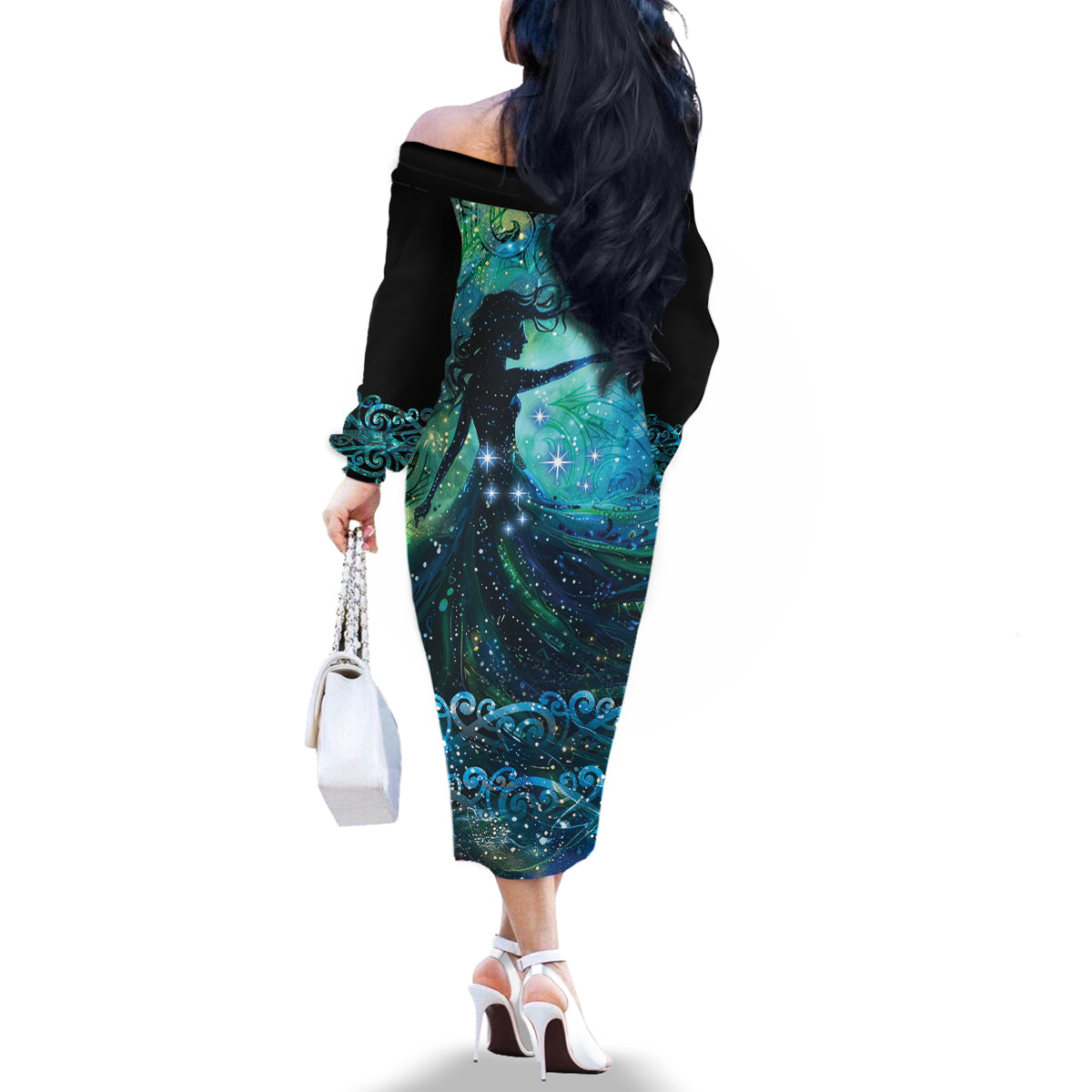 New Zealand Matariki Hiwa-i-te-rangi Family Matching Off The Shoulder Long Sleeve Dress and Hawaiian Shirt Titiro ki nga Whetu Wishing Star LT9 - Polynesian Pride
