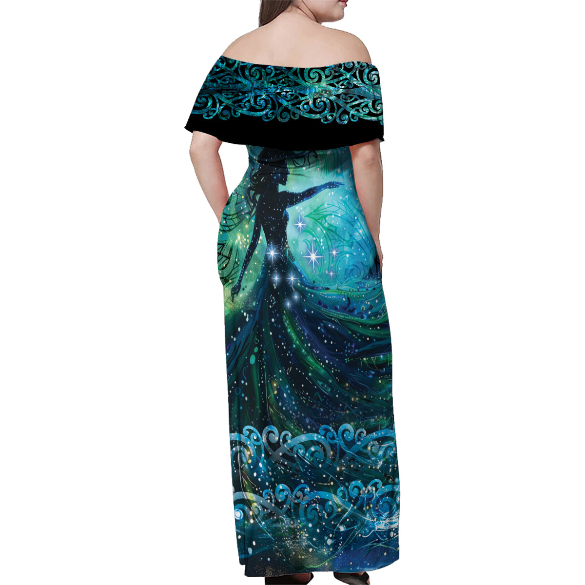 New Zealand Matariki Hiwa-i-te-rangi Family Matching Off Shoulder Maxi Dress and Hawaiian Shirt Titiro ki nga Whetu Wishing Star LT9 - Polynesian Pride
