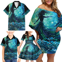 New Zealand Matariki Hiwa-i-te-rangi Family Matching Off Shoulder Short Dress and Hawaiian Shirt Titiro ki nga Whetu Wishing Star LT9 - Polynesian Pride