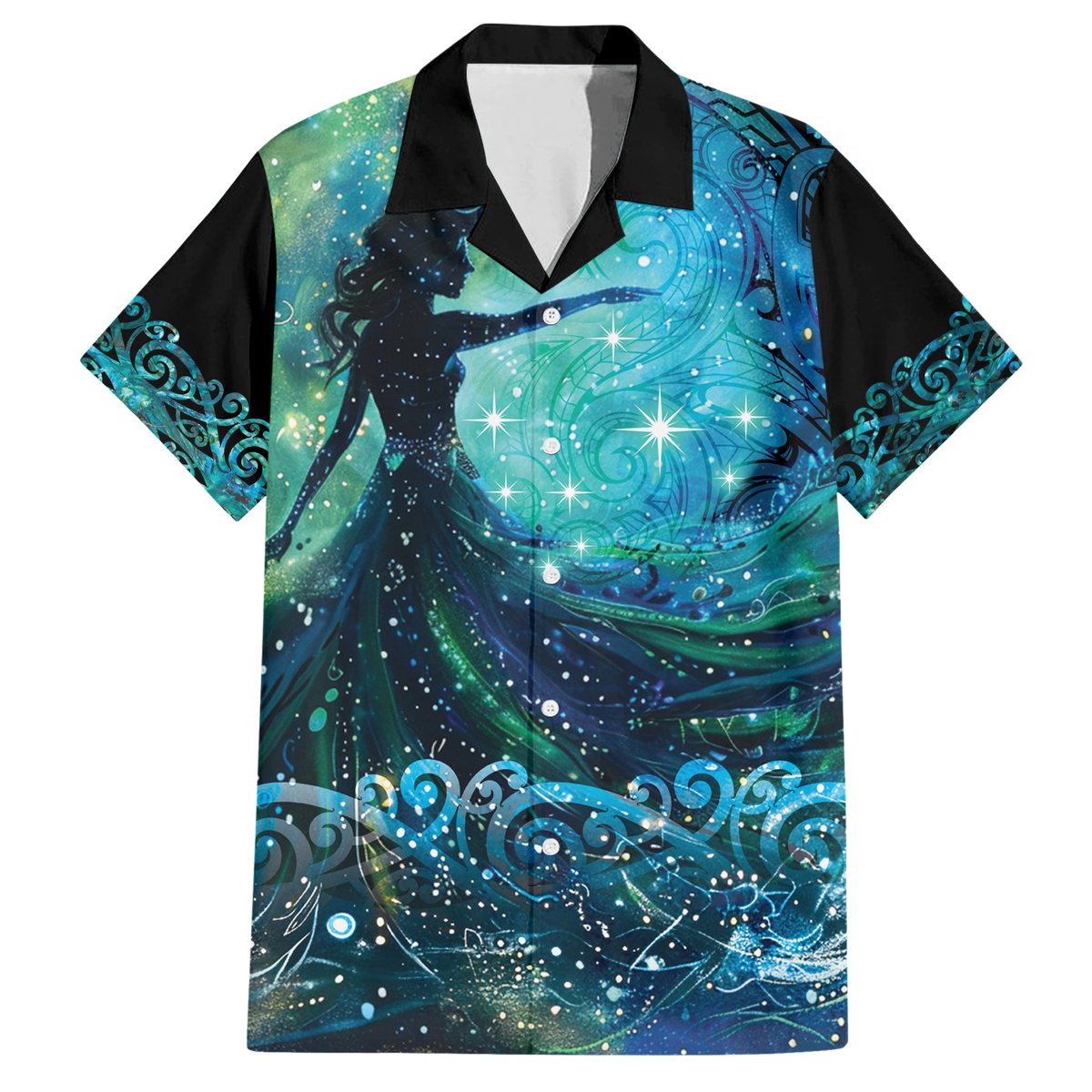 New Zealand Matariki Hiwa-i-te-rangi Hawaiian Shirt Titiro ki nga Whetu Wishing Star LT9 Black - Polynesian Pride