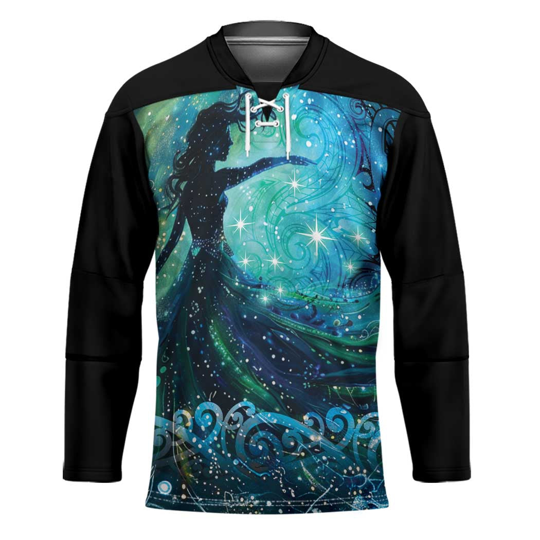 New Zealand Matariki Hiwa-i-te-rangi Hockey Jersey Titiro ki nga Whetu Wishing Star LT9 Unisex Black - Polynesian Pride