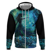 New Zealand Matariki Hiwa-i-te-rangi Hoodie Titiro ki nga Whetu Wishing Star LT9 Zip Hoodie Black - Polynesian Pride