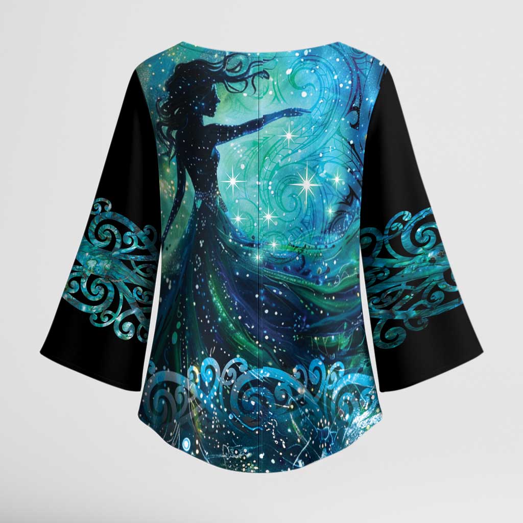 New Zealand Matariki Hiwa-i-te-rangi Kimono Sleeve Blouse Titiro ki nga Whetu Wishing Star LT9 - Polynesian Pride