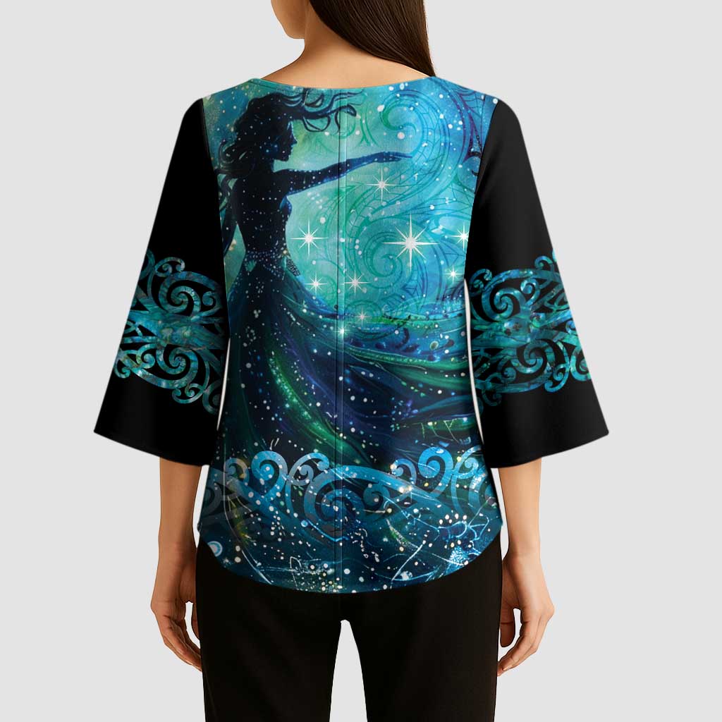 New Zealand Matariki Hiwa-i-te-rangi Kimono Sleeve Blouse Titiro ki nga Whetu Wishing Star LT9 - Polynesian Pride