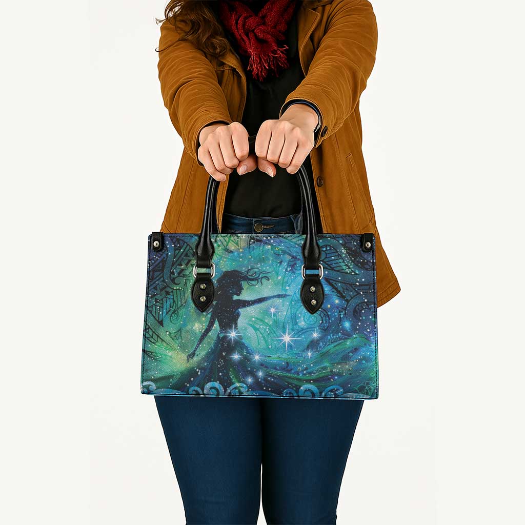 New Zealand Matariki Hiwa-i-te-rangi Leather Bag Titiro ki nga Whetu Wishing Star LT9 Black - Polynesian Pride