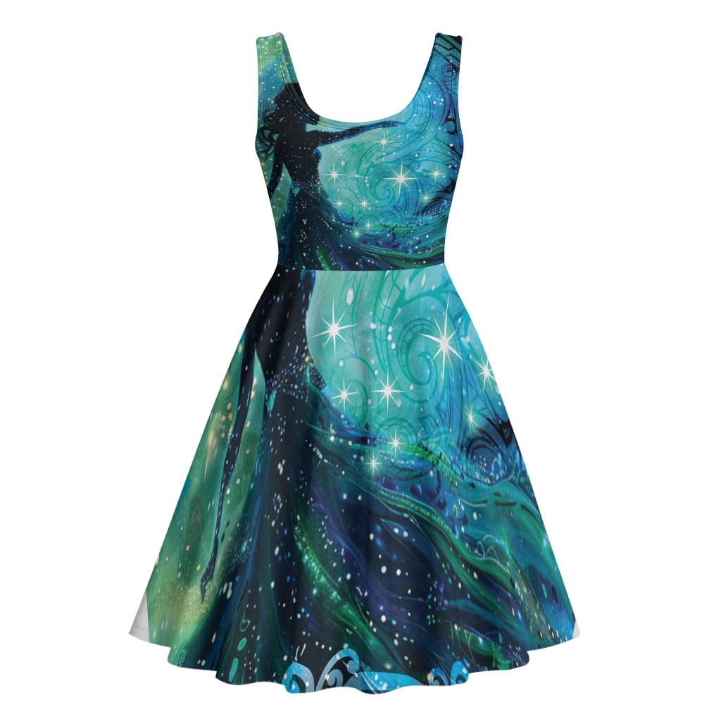 New Zealand Matariki Hiwa-i-te-rangi Midi Dress Titiro ki nga Whetu Wishing Star LT9 - Polynesian Pride