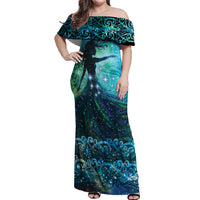 New Zealand Matariki Hiwa-i-te-rangi Off Shoulder Maxi Dress Titiro ki nga Whetu Wishing Star LT9 Women Black - Polynesian Pride