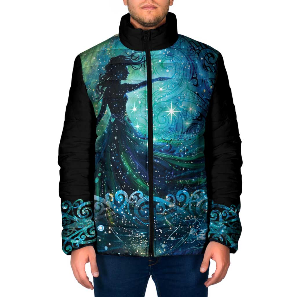 New Zealand Matariki Hiwa-i-te-rangi Padded Jacket Titiro ki nga Whetu Wishing Star LT9 Men Black - Polynesian Pride