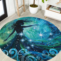 New Zealand Matariki Hiwa-i-te-rangi Round Carpet Titiro ki nga Whetu Wishing Star LT9 Black - Polynesian Pride