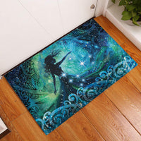 New Zealand Matariki Hiwa-i-te-rangi Rubber Doormat Titiro ki nga Whetu Wishing Star LT9 Black - Polynesian Pride