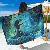 New Zealand Matariki Hiwa-i-te-rangi Sarong Titiro ki nga Whetu Wishing Star LT9 One Size 44 x 66 inches Black - Polynesian Pride