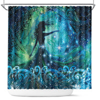 New Zealand Matariki Hiwa-i-te-rangi Shower Curtain Titiro ki nga Whetu Wishing Star LT9 Black - Polynesian Pride