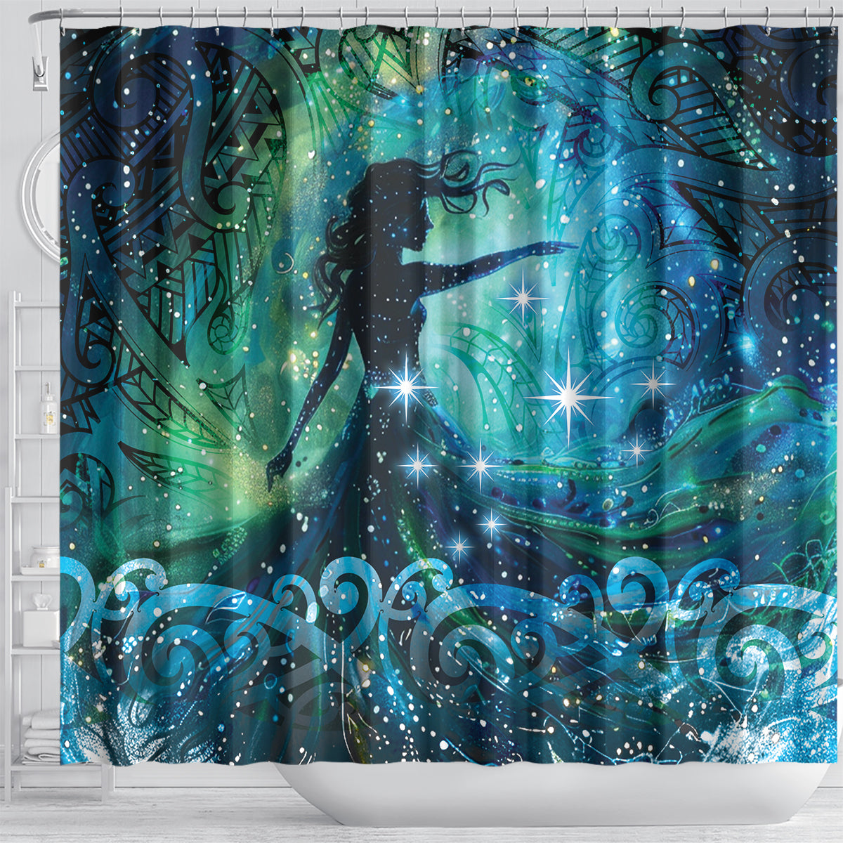 New Zealand Matariki Hiwa-i-te-rangi Shower Curtain Titiro ki nga Whetu Wishing Star LT9 - Polynesian Pride