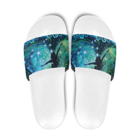 New Zealand Matariki Hiwa-i-te-rangi Slide Sandals Titiro ki nga Whetu Wishing Star LT9 Black - Polynesian Pride