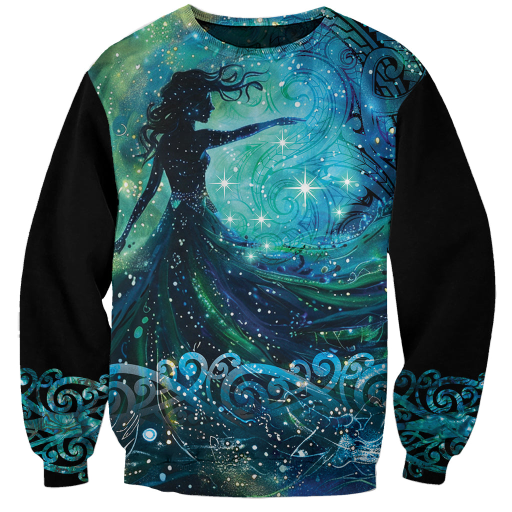 New Zealand Matariki Hiwa-i-te-rangi Sweatshirt Titiro ki nga Whetu Wishing Star LT9 Unisex Black - Polynesian Pride