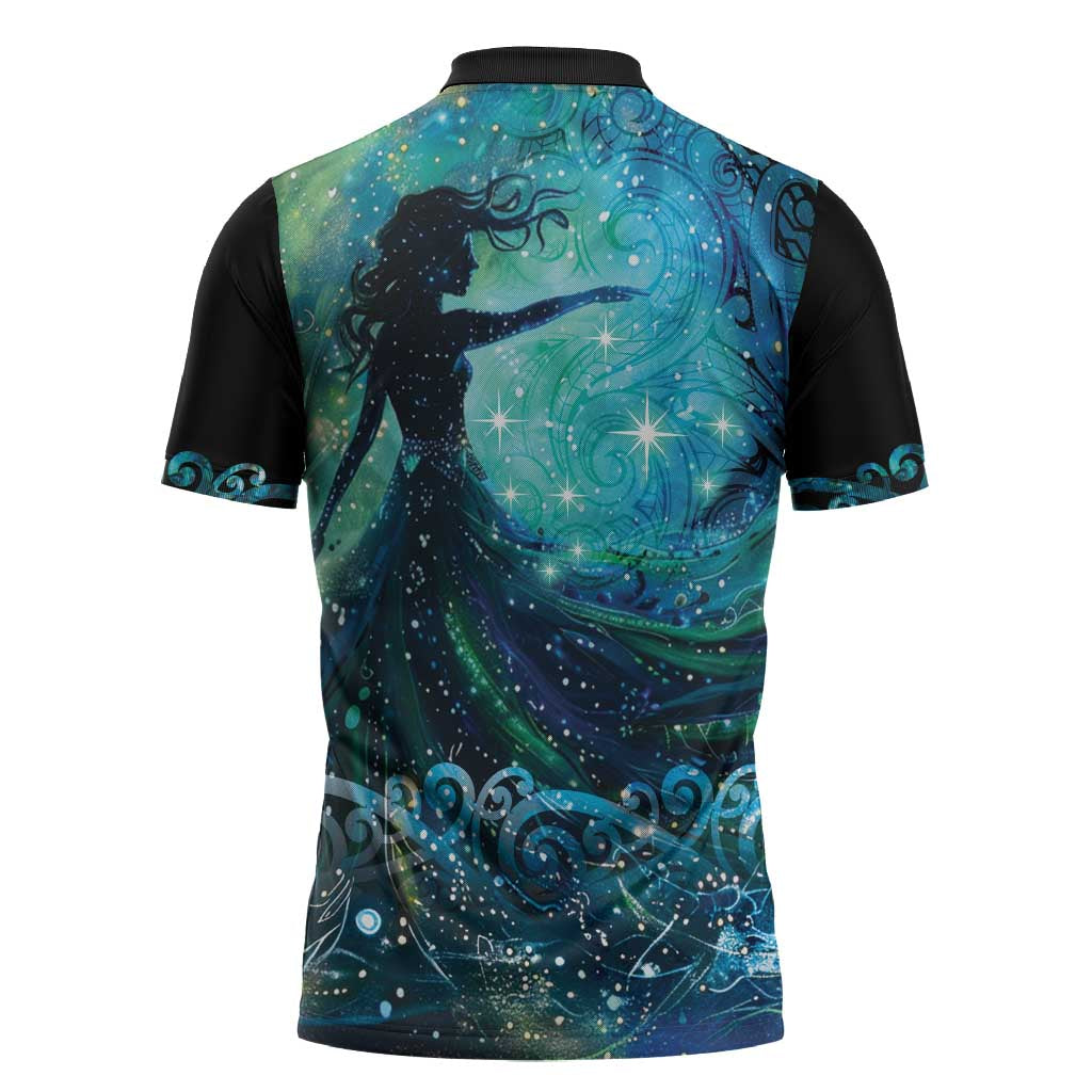 New Zealand Matariki Hiwa-i-te-rangi Zipper Polo Shirt Titiro ki nga Whetu Wishing Star LT9 - Polynesian Pride