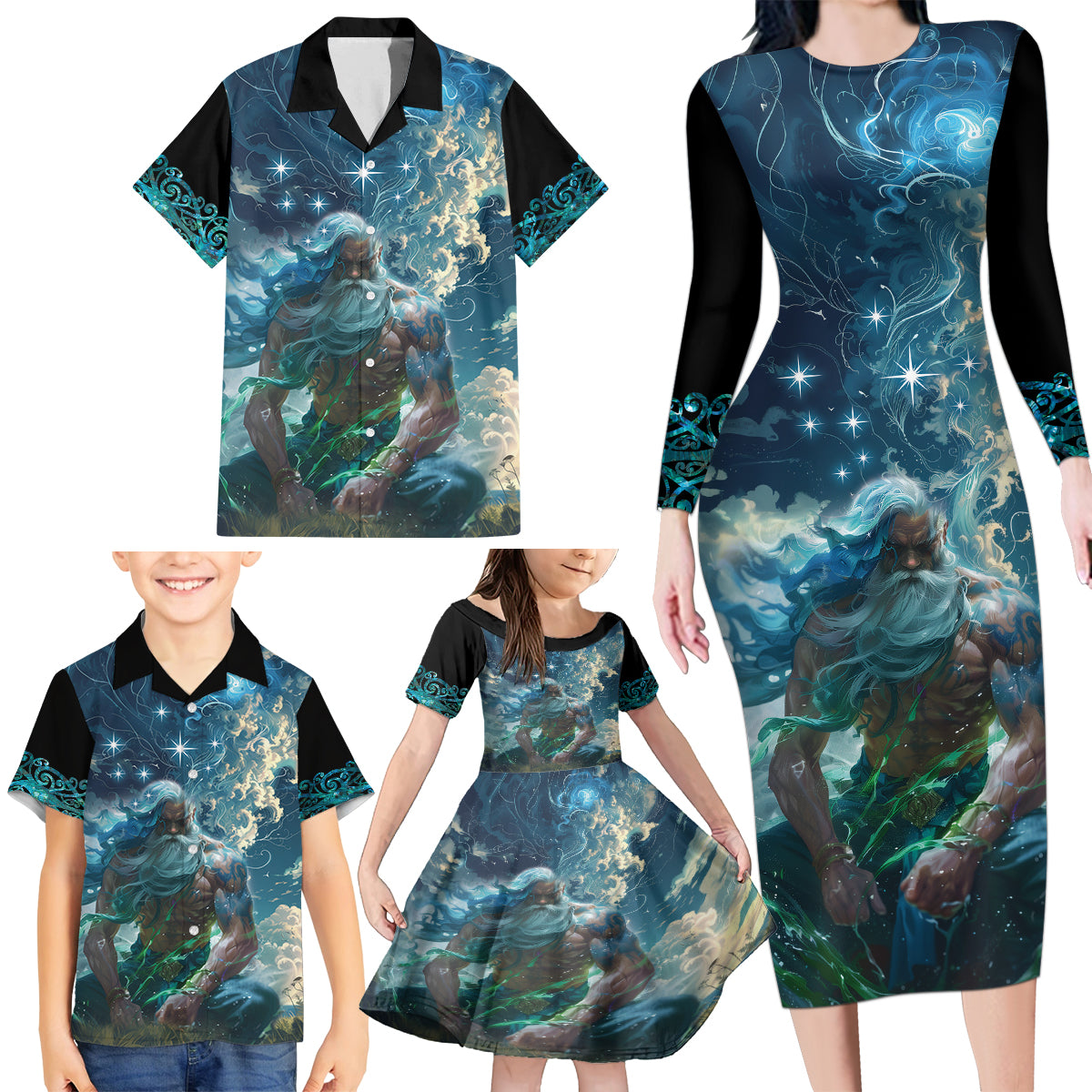 New Zealand Matariki Ururangi Family Matching Long Sleeve Bodycon Dress and Hawaiian Shirt The Murmur Of The Wind LT9 - Polynesian Pride