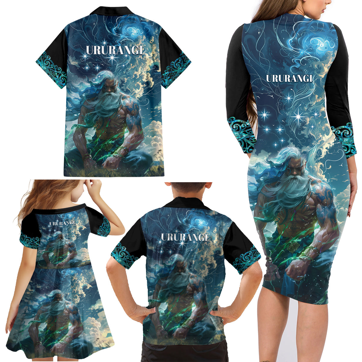 New Zealand Matariki Ururangi Family Matching Long Sleeve Bodycon Dress and Hawaiian Shirt The Murmur Of The Wind LT9 - Polynesian Pride