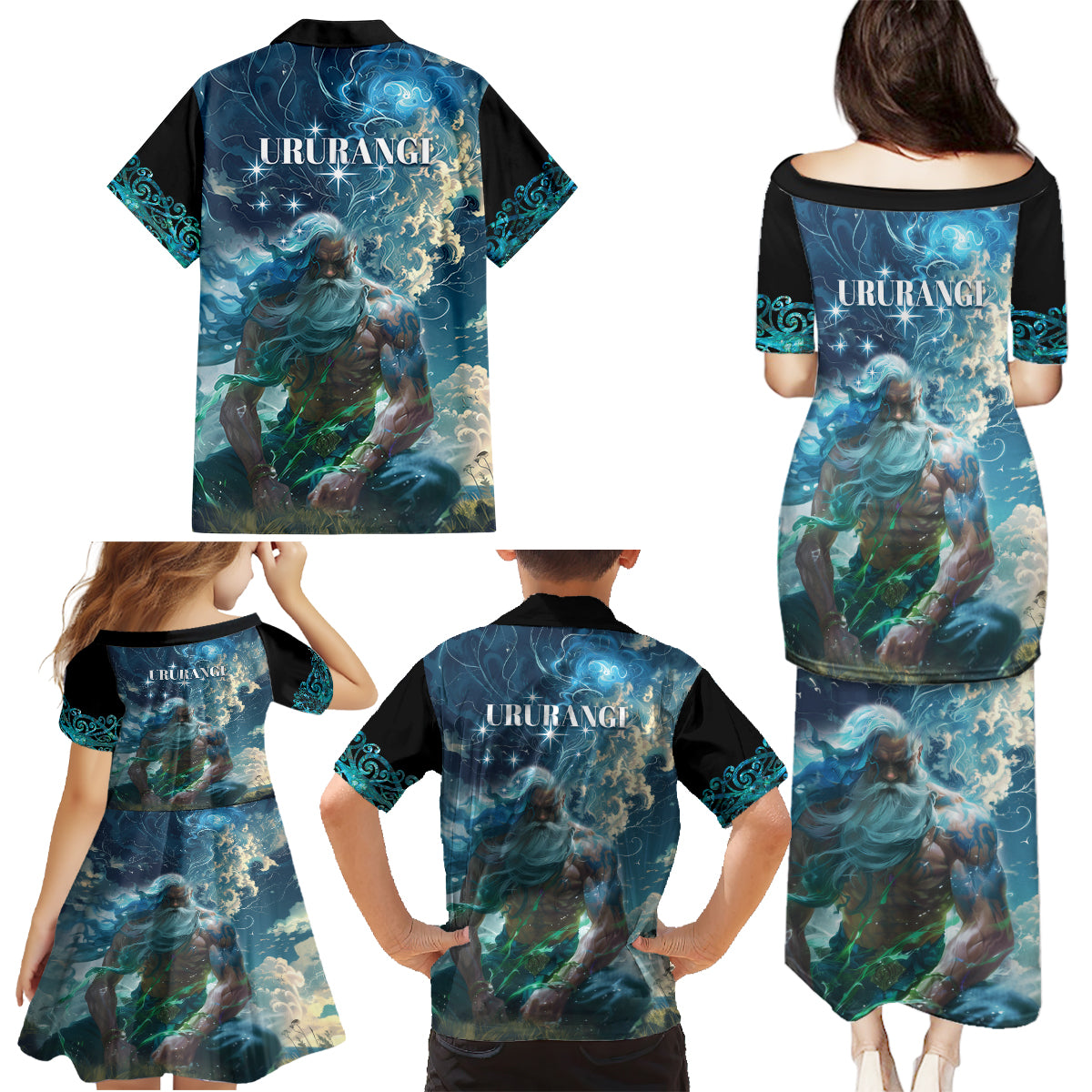 New Zealand Matariki Ururangi Family Matching Puletasi and Hawaiian Shirt The Murmur Of The Wind LT9 - Polynesian Pride