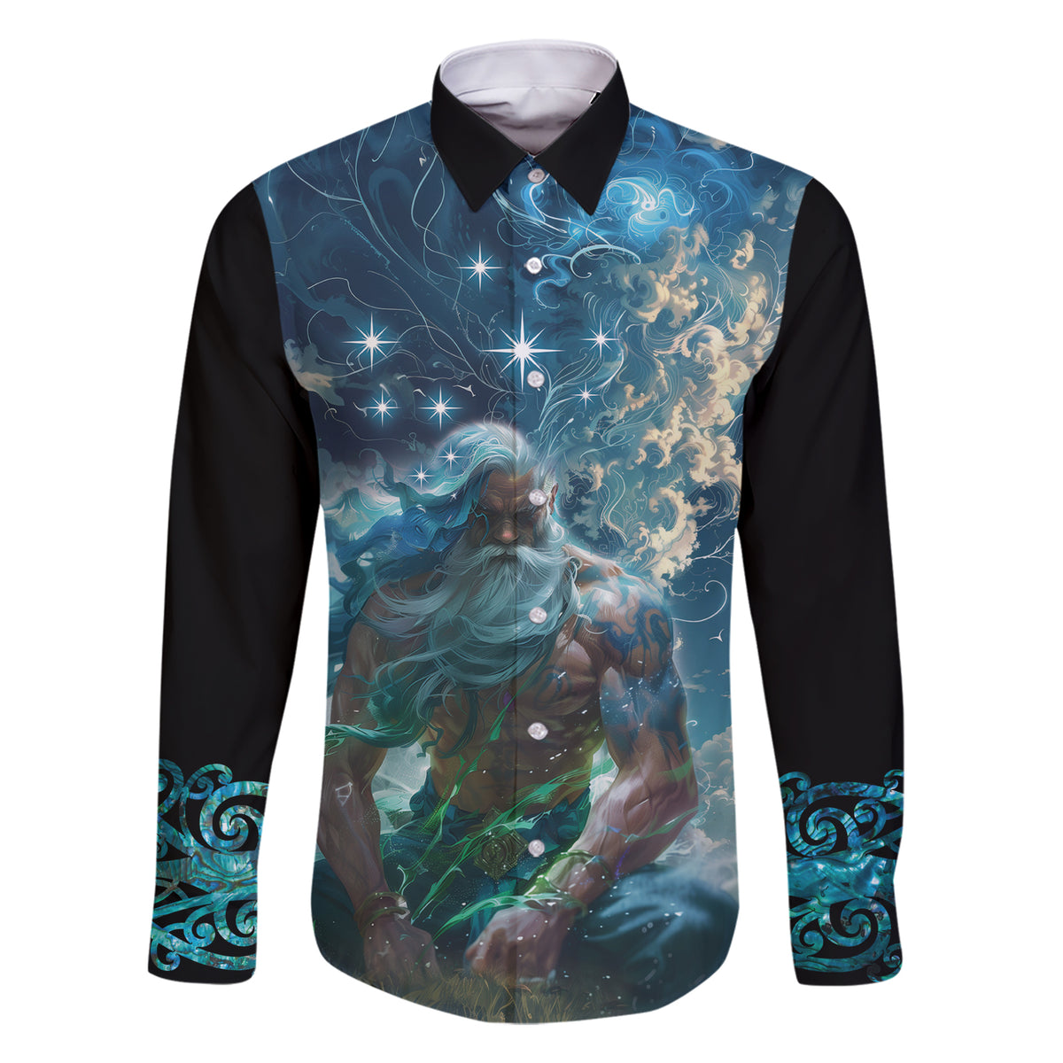 New Zealand Matariki Ururangi Family Matching Short Sleeve Bodycon Dress and Hawaiian Shirt The Murmur Of The Wind LT9 Dad's Shirt - Long Sleeve Black - Polynesian Pride