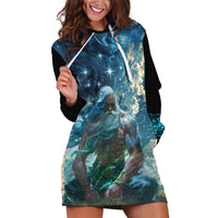 New Zealand Matariki Ururangi Hoodie Dress The Murmur Of The Wind LT9 Black - Polynesian Pride
