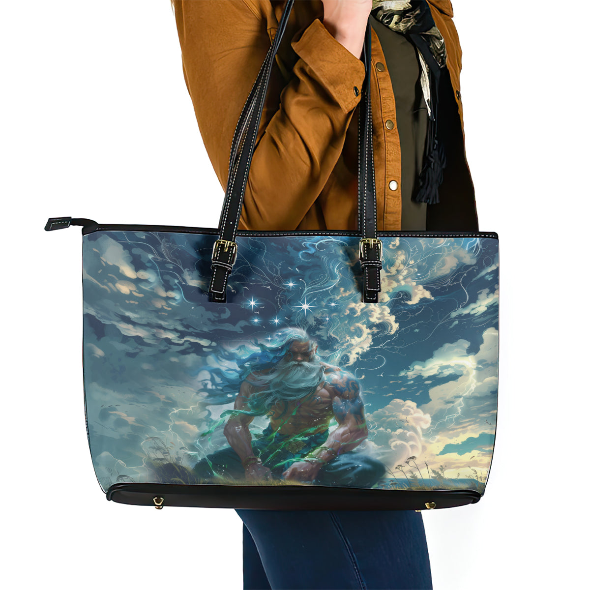 New Zealand Matariki Ururangi Leather Tote Bag The Murmur Of The Wind LT9 - Polynesian Pride