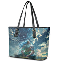 New Zealand Matariki Ururangi Leather Tote Bag The Murmur Of The Wind LT9 - Polynesian Pride
