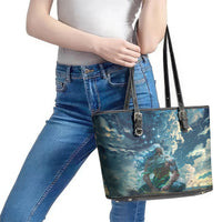 New Zealand Matariki Ururangi Leather Tote Bag The Murmur Of The Wind LT9 - Polynesian Pride